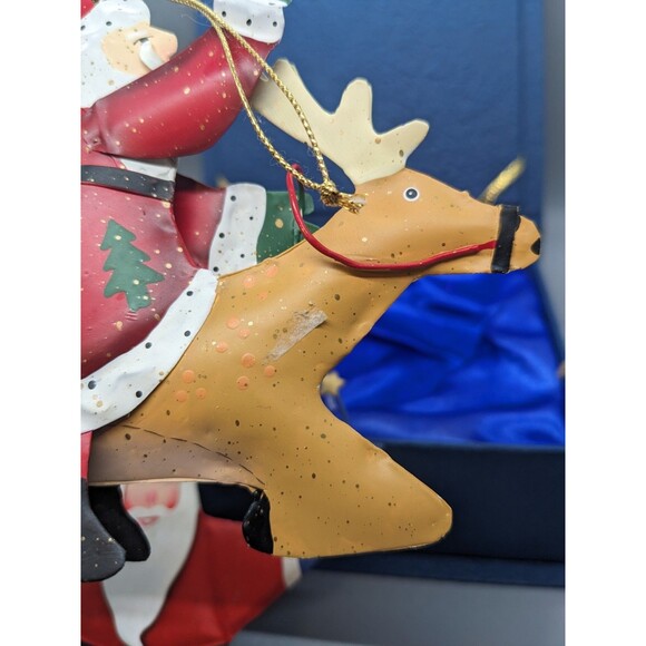 Christmas Ornament Lot 3 Rustic Primitive Farmhouse Folk Art Metal Santa, Angel - Picture 11 of 16